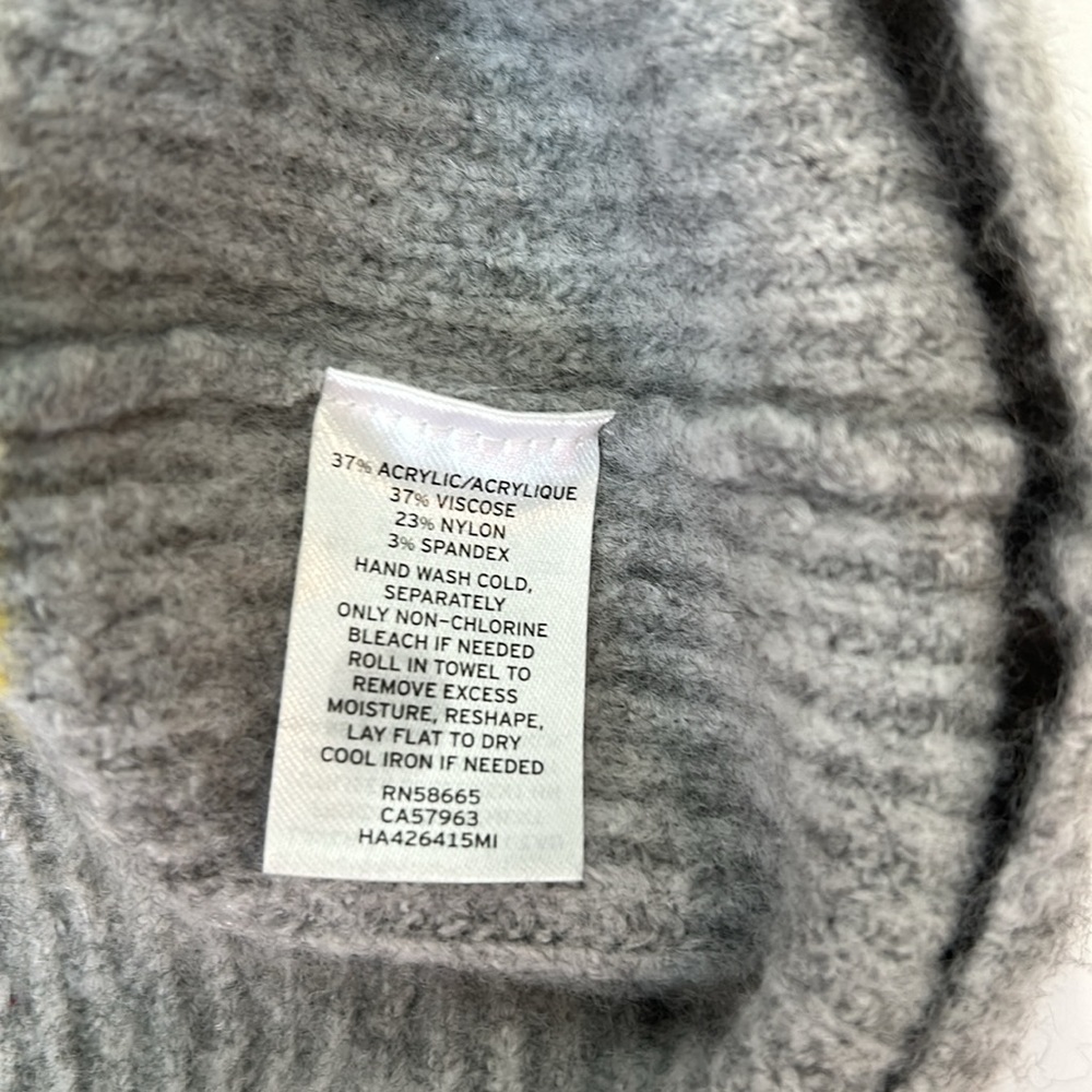 Halogen Striped Mock Neck Sweater White Blue Yellow Gray Small - Picture 6 of 6